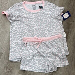 Pajamas - Pink and Gray Heart Print